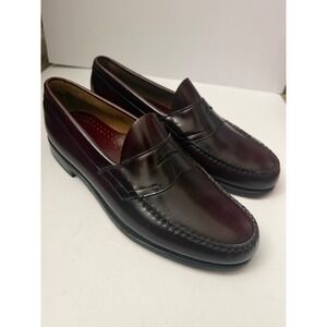 Mens Burgundy Leather Penny Loafers Dress Shoes Size 10.5 M N751